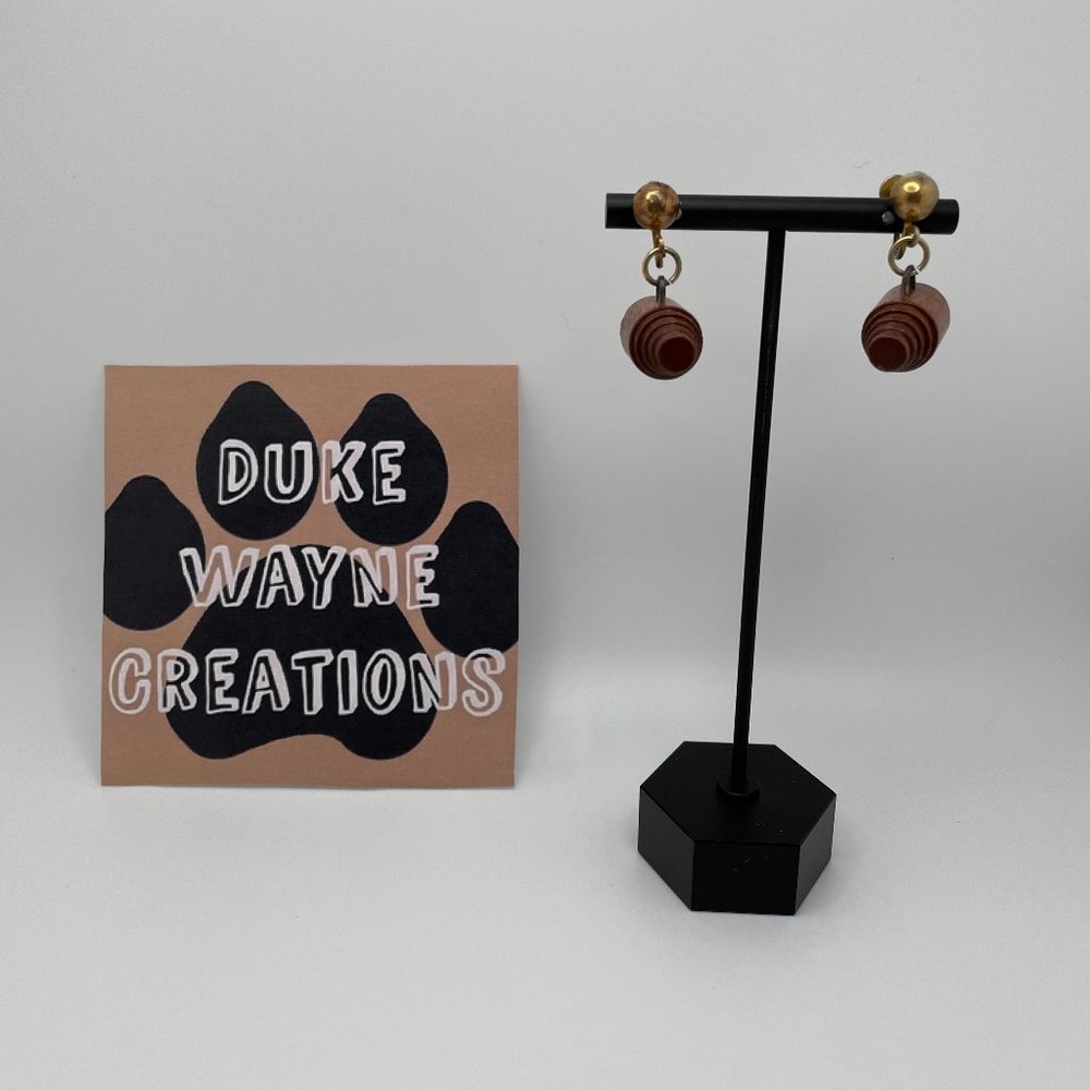 Vintage Screw Back Wooden Earrings